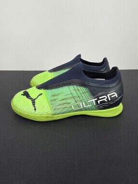 Puma Ultra 3.3 IT Jr Laceless Indoor Soccer Shoes Size 3 Green Glare Cleats